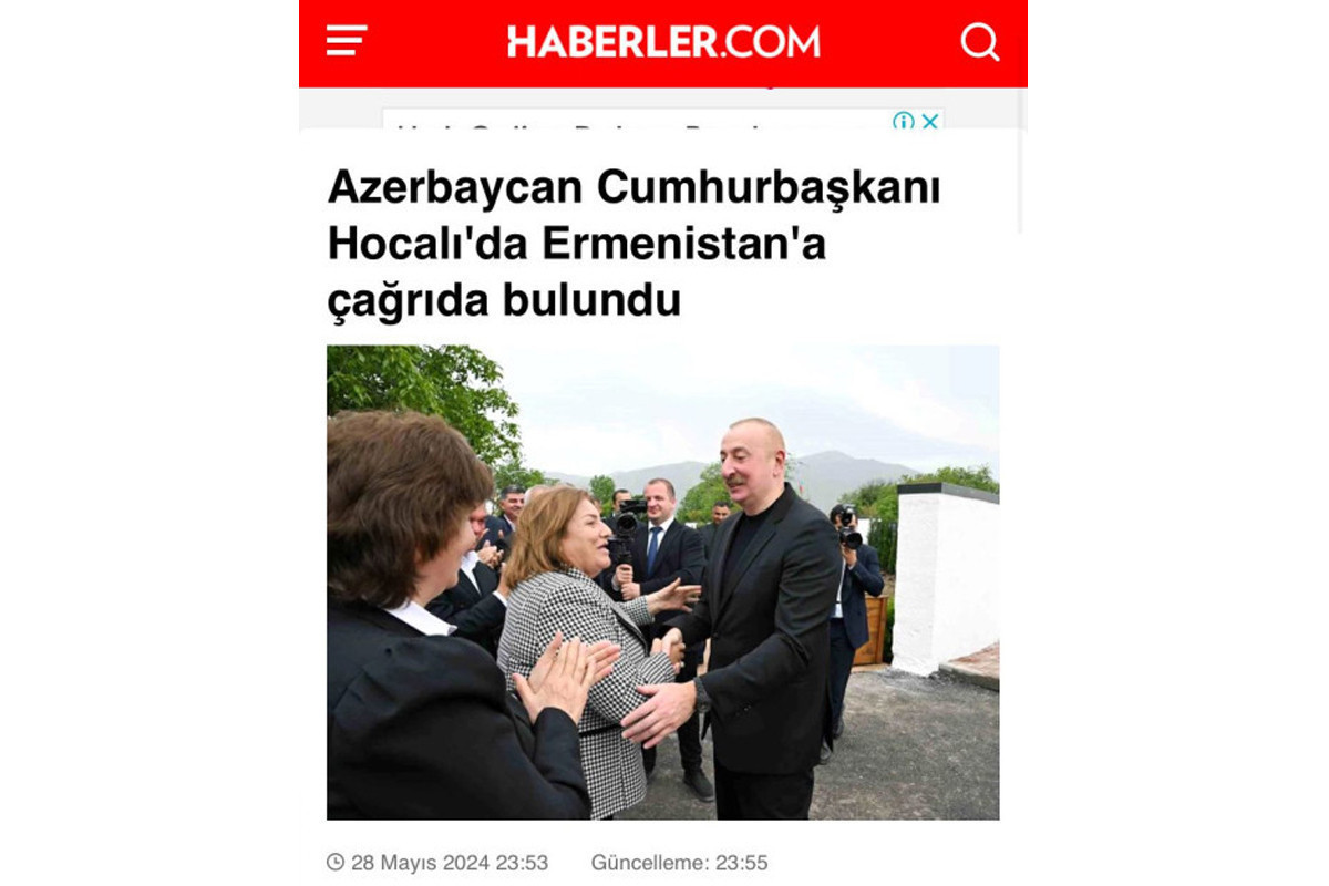 Визит Президента Азербайджана в Ходжалы широко освещается в турецких СМИ-ФОТО 