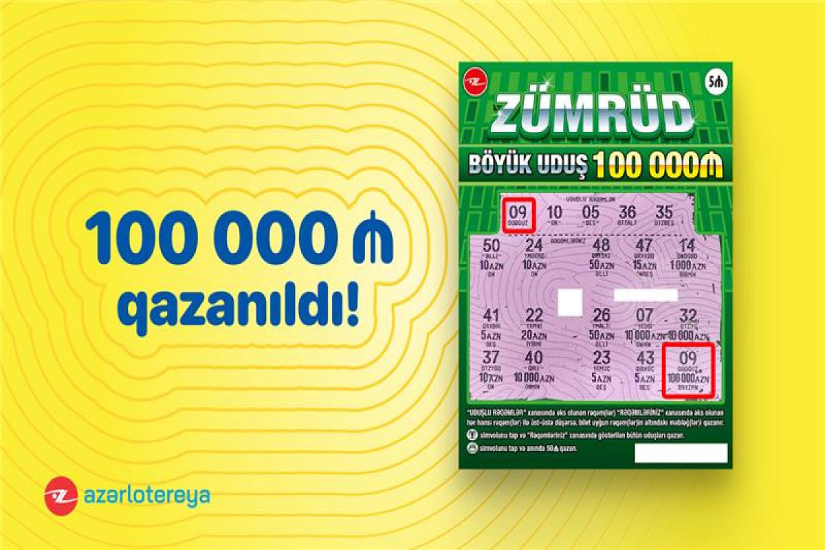 На моментальной лотерее “Zümrüd” был выигран крупный приз – 100 000 манат!