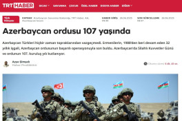Турецкий телеканал TRT Haber: Азербайджанская армия — одна из сильнейших в регионе 