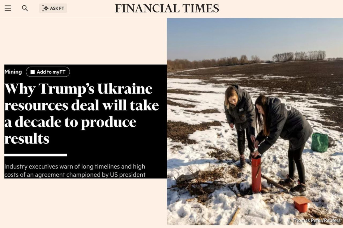 FT: Сделка по недрам с США не принесет Украине быстрой выгоды