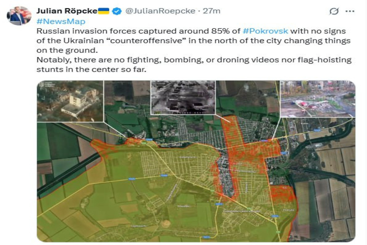 Юлиан Рёпке: Россия контролирует до 85% территории Покровска 