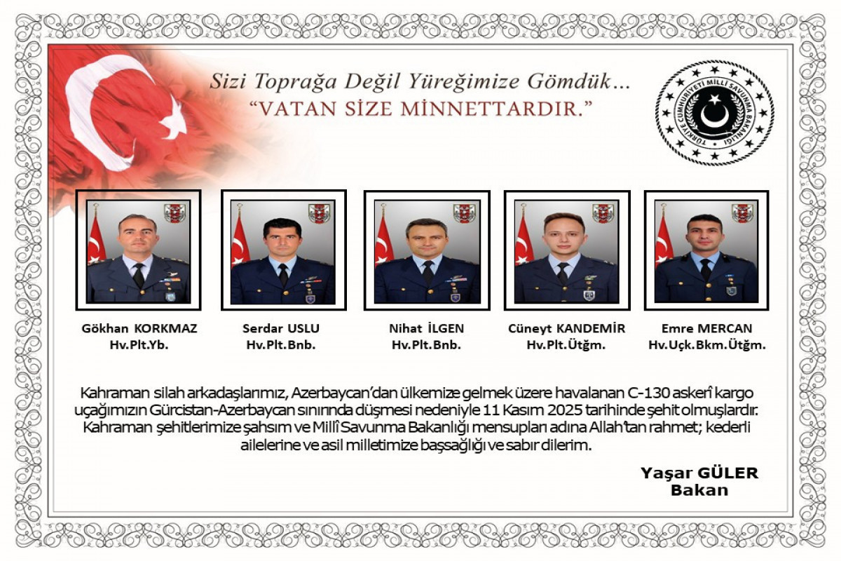 Опубликованы имена турецких военнослужащих, погибших в авиакатастрофе в Грузии 