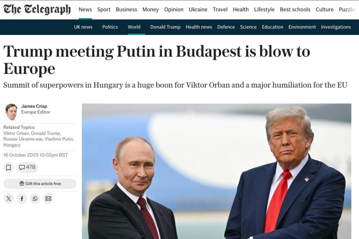 The Telegraph: Встреча Путина и Трампа в Будапеште станет ударом Евросоюзу