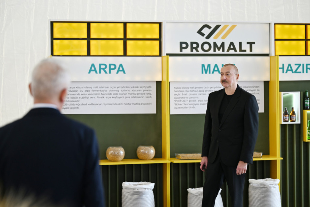 Алиев открыл предприятие по переработке ячменя в Имишли-ФОТО