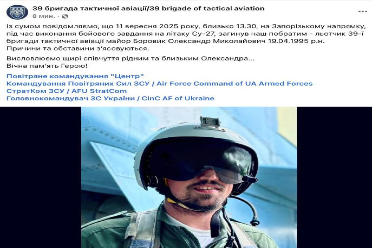 В Запорожской области разбился Су-27 Воздушных сил Украины, летчик погиб-ФОТО 