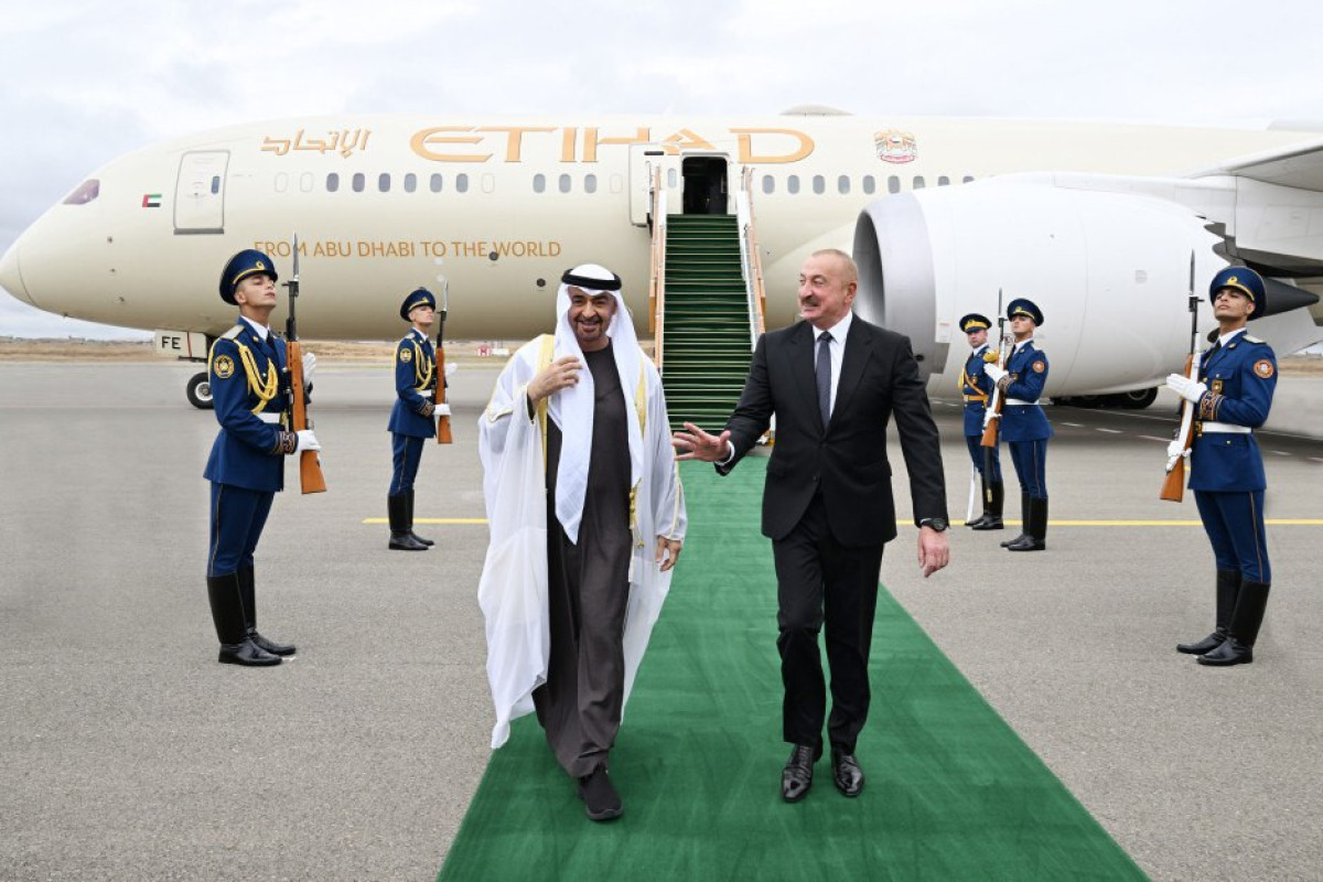 Ильхам Алиев встретил в Физули президента ОАЭ -ФОТО 