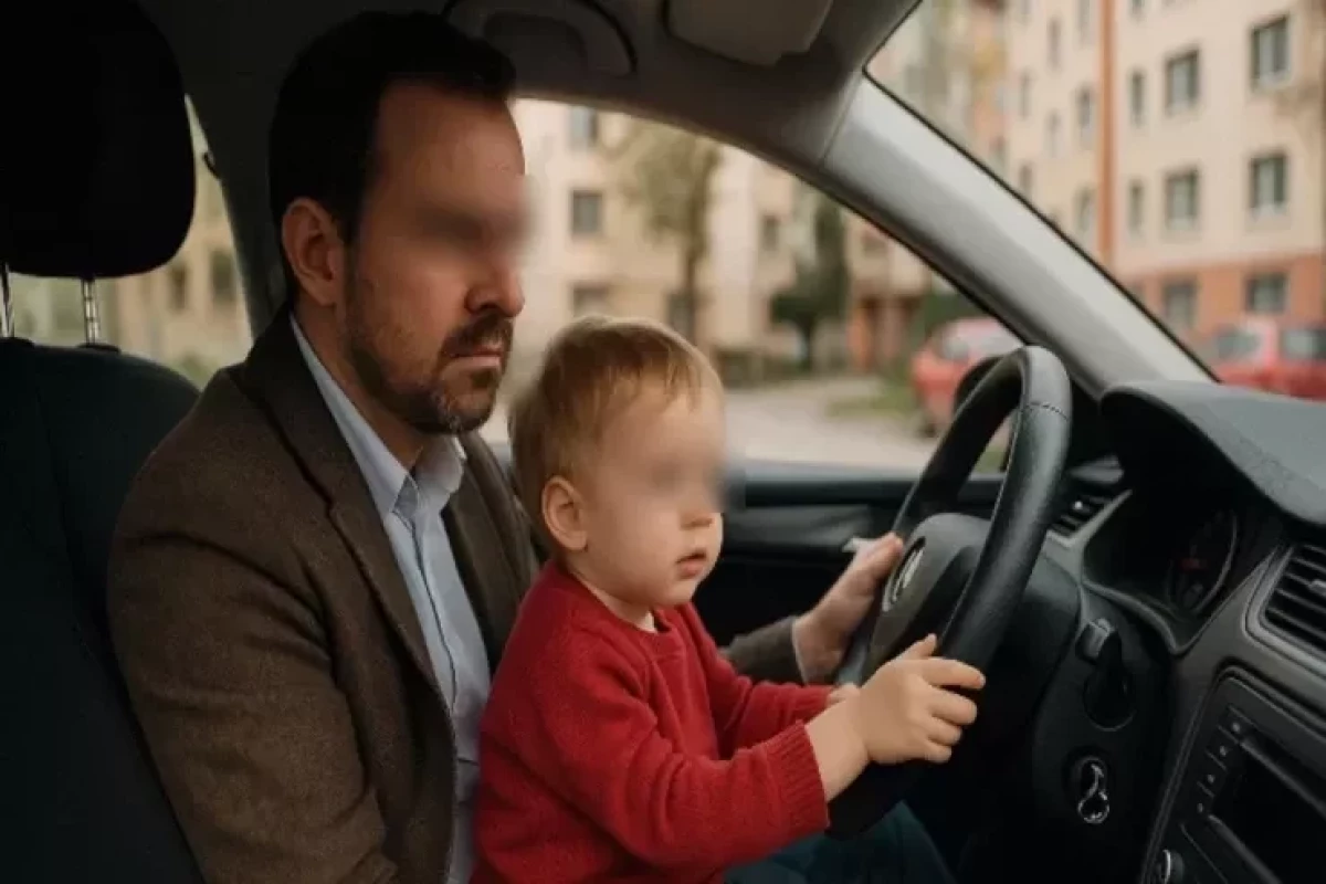 В Баку отец передал руль своему ребенку и поплатился -ВИДЕО 