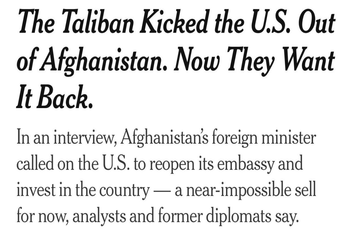 NYT: Талибы хотят вернуть США в Афганистан, но без военных