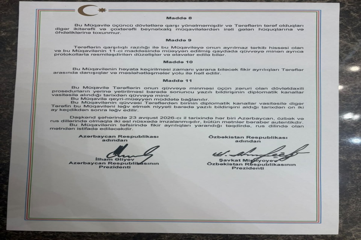 Официальный Ташкент: В рамках визита Президента Азербайджана в Узбекистан подписаны очень важные документы-ФОТО 
