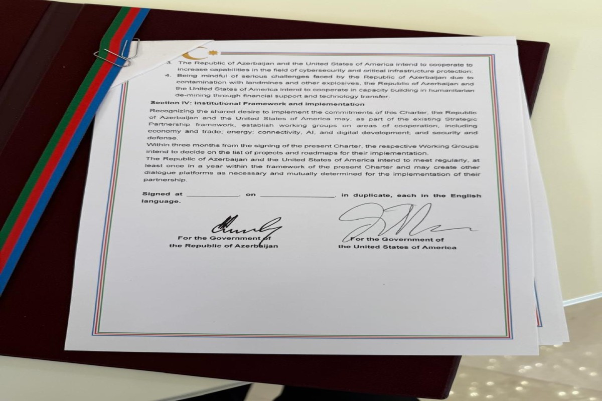 Азербайджан и США подписали Хартию о стратегическом партнерстве: ДОКУМЕНТ 