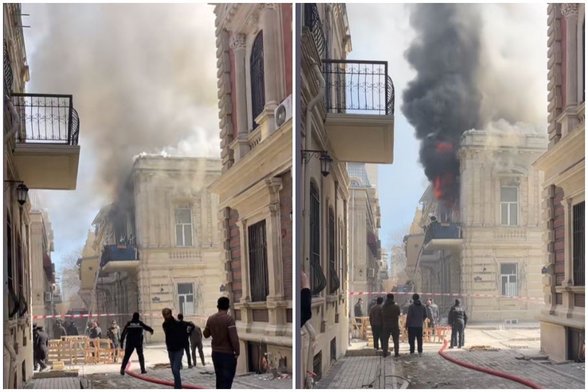 В центре Баку горит квартира -ВИДЕО 