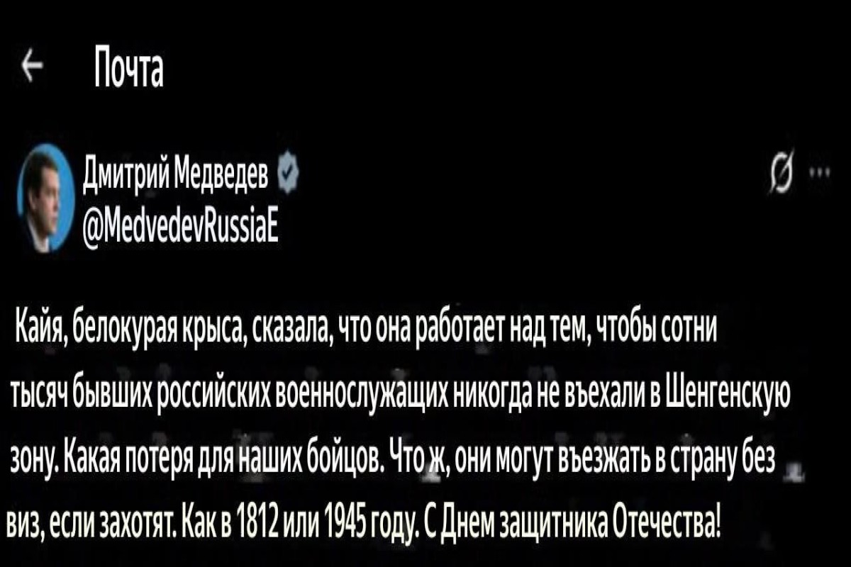 Медведев назвал Каллас «белокурой крысой», комментируя тему визовых ограничений