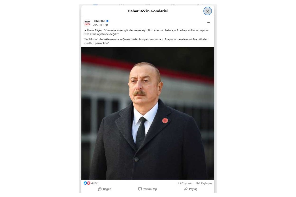 Заявление Ильхама Алиева по Газе вызвало поддержку в Турции-ФОТО 