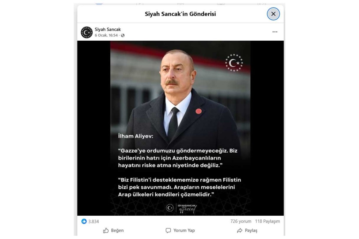 Заявление Ильхама Алиева по Газе вызвало поддержку в Турции-ФОТО 