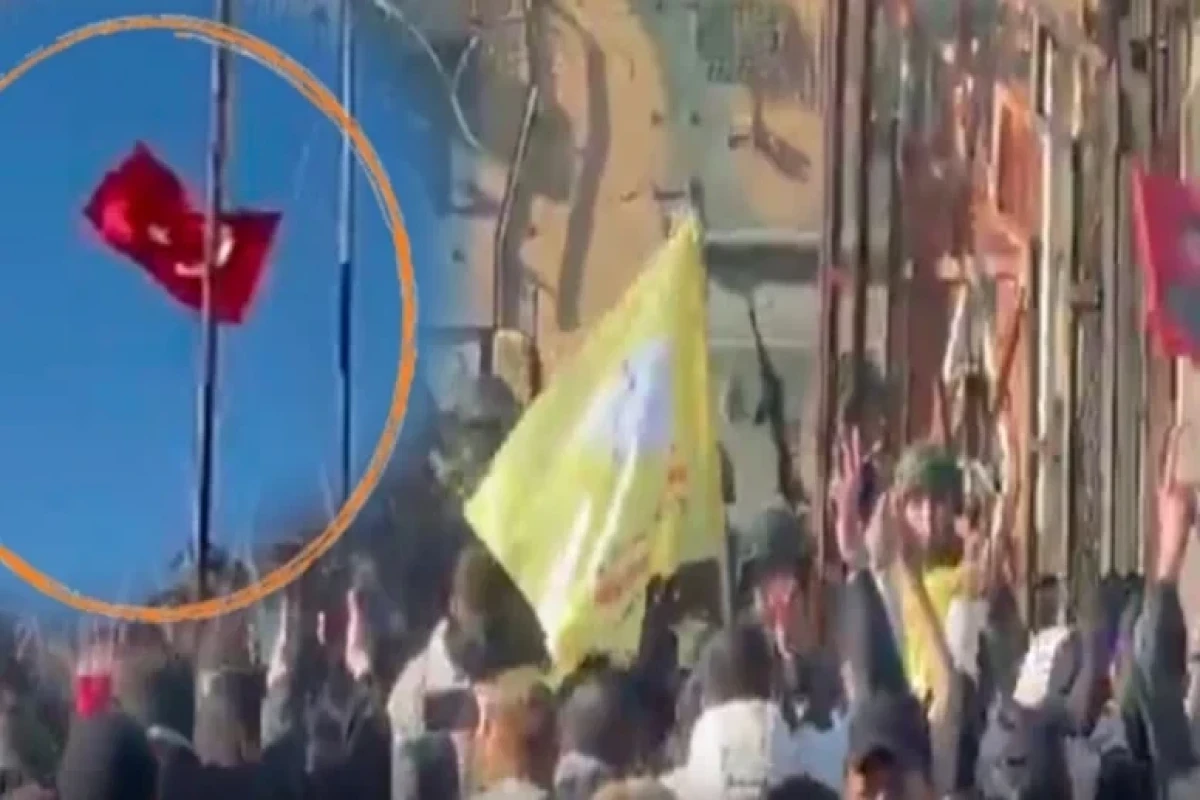 В Турции участники акции сняли государственный флаг на границе с Сирией