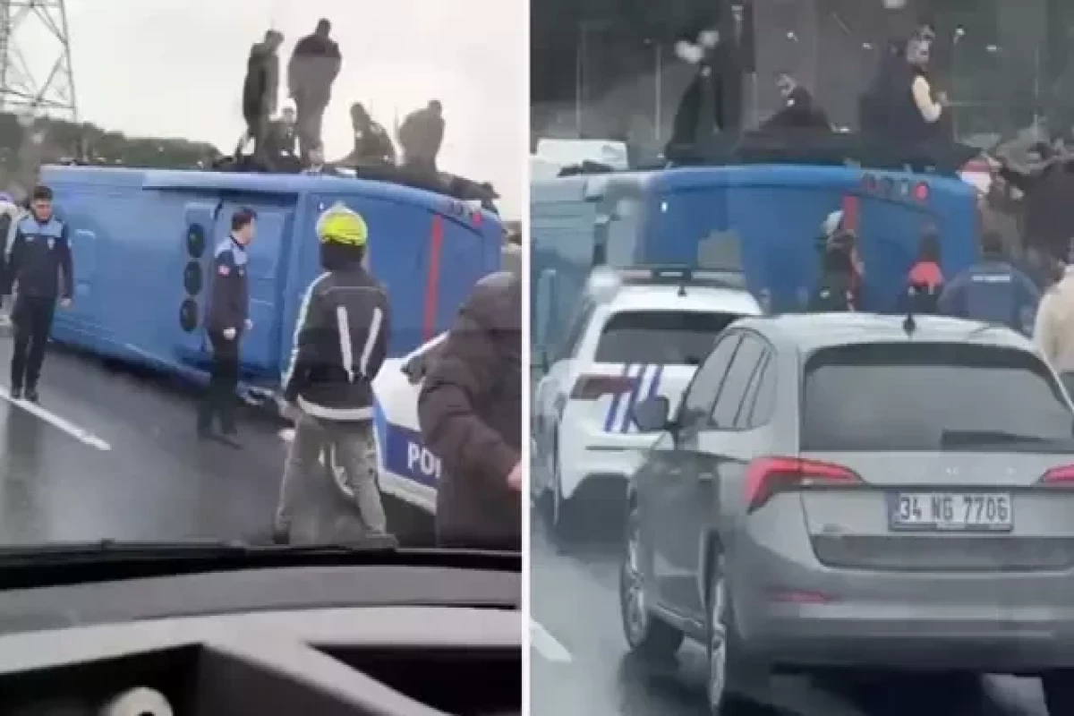 В Стамбуле перевернулся автобус с заключенными, есть пострадавшие