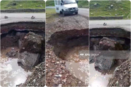 В Дашкесане сель нанёс серьёзный ущерб, произошло обрушение дороги -ФОТО 