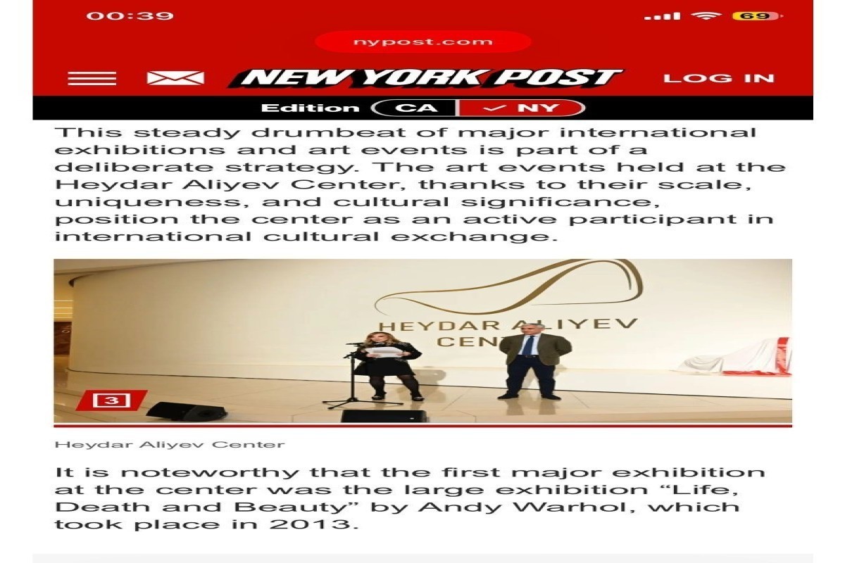 Центр Гейдара Алиева как международный центр искусства в статье New York Post -ФОТО 