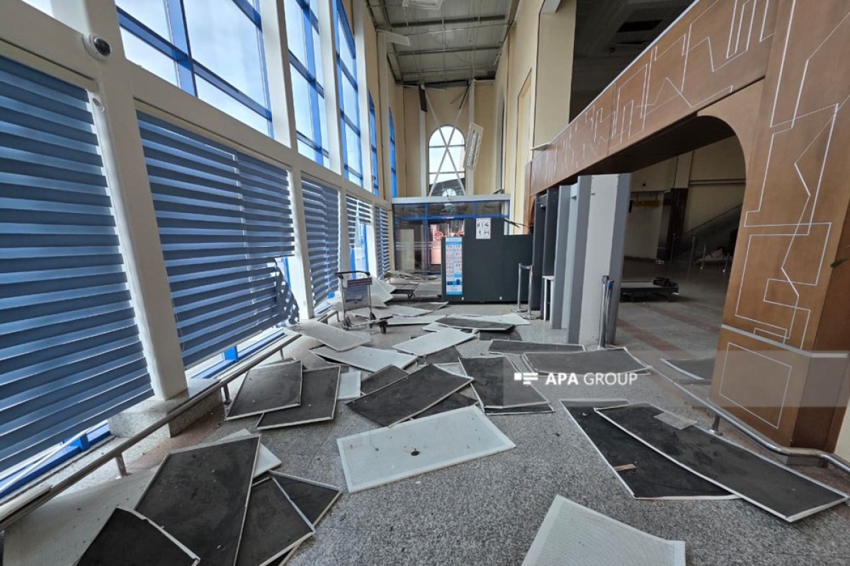 Нахчыванский аэропорт после падения иранского дрона-ФОТО 