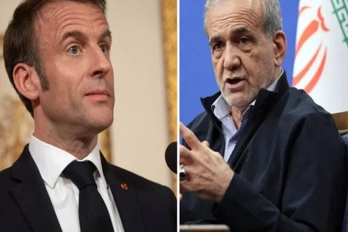 президент Ирана Масуд Пезешкиан, президент Франции Эммануэль Макрон