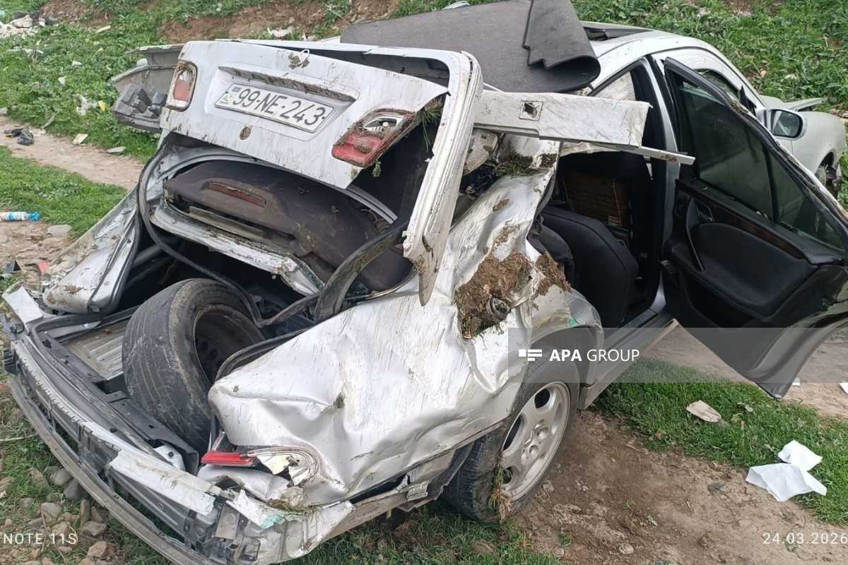 Смертельное ДТП в Товузе: Mercedes сорвался в овраг-ФОТО 