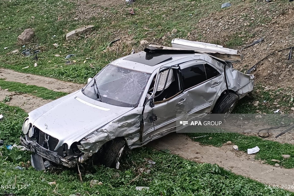 Смертельное ДТП в Товузе: Mercedes сорвался в овраг-ФОТО 