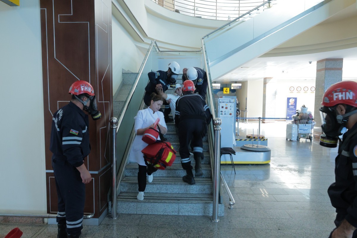 В аэропорту Нахчывана отработали действия при пожаре и авиакатастрофе-ФОТО 